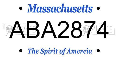 ABA2874 Massachusetts License Plate