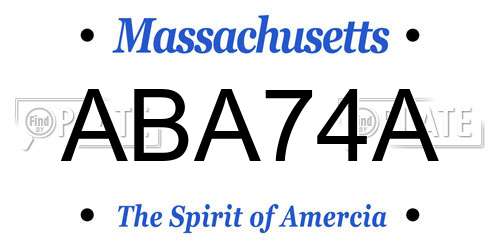 ABA74A Massachusetts License Plate