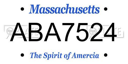 ABA7524 Massachusetts License Plate