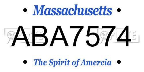 ABA7574 Massachusetts License Plate