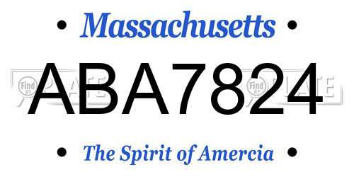 ABA7824 Massachusetts License Plate