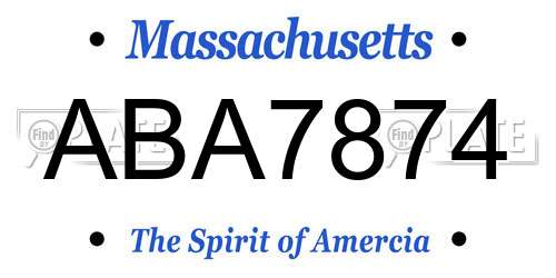 ABA7874 Massachusetts License Plate