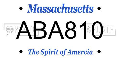 ABA810 Massachusetts License Plate