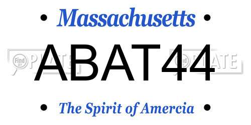 ABAT44 Massachusetts License Plate