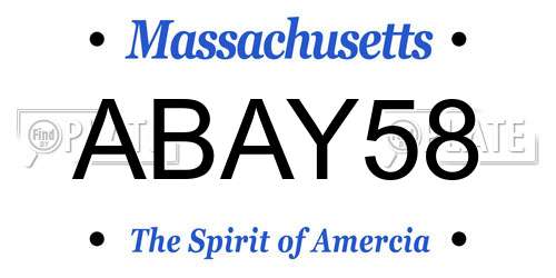 ABAY58 Massachusetts License Plate