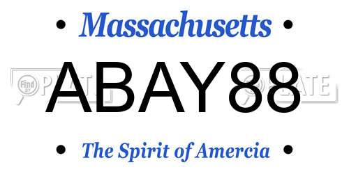 ABAY88 Massachusetts License Plate