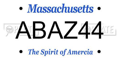 ABAZ44 Massachusetts License Plate