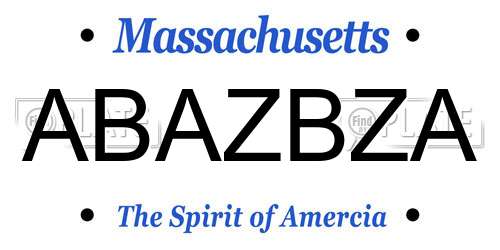 ABAZBZA Massachusetts License Plate