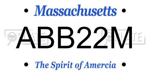 ABB22M Massachusetts License Plate
