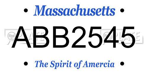 ABB2545 Massachusetts License Plate