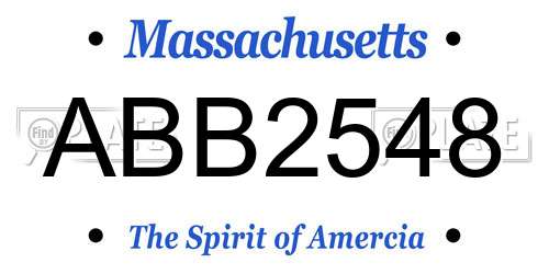 ABB2548 Massachusetts License Plate