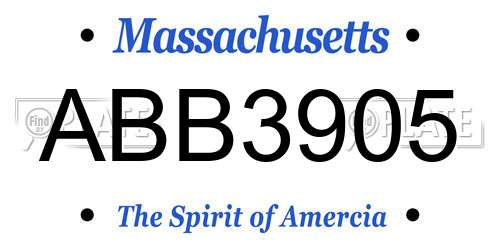 ABB3905 Massachusetts License Plate