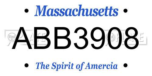 ABB3908 Massachusetts License Plate