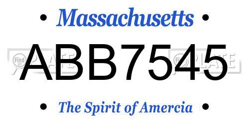 ABB7545 Massachusetts License Plate