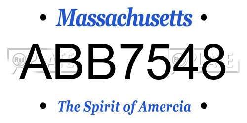 ABB7548 Massachusetts License Plate