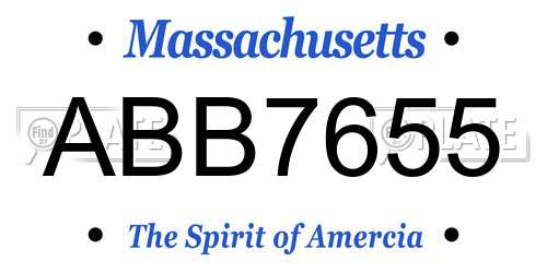 ABB7655 Massachusetts License Plate