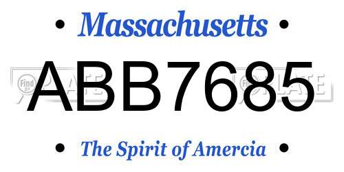 ABB7685 Massachusetts License Plate