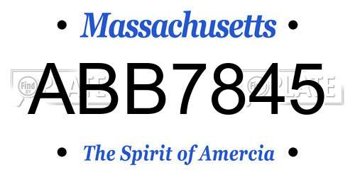 ABB7845 Massachusetts License Plate