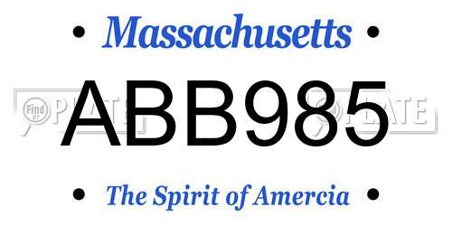 ABB985 Massachusetts License Plate