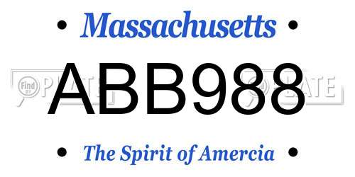 ABB988 Massachusetts License Plate