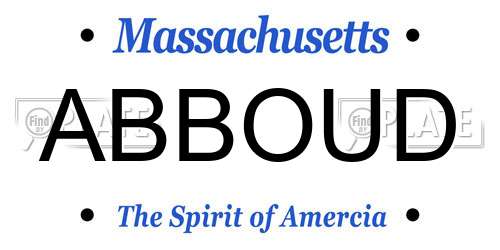 ABBOUD Massachusetts License Plate