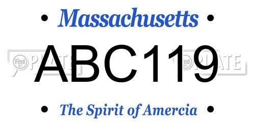 ABC119 Massachusetts License Plate