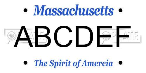 ABCDEF Massachusetts License Plate