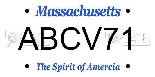 ABCV71 Massachusetts License Plate