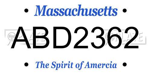 ABD2362 Massachusetts License Plate