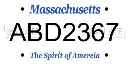 ABD2367 Massachusetts License Plate