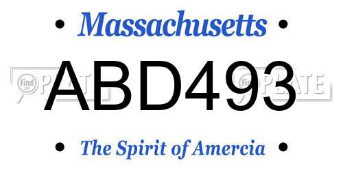 ABD493 Massachusetts License Plate