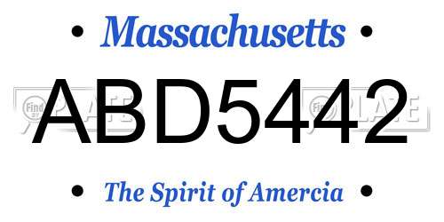 ABD5442 Massachusetts License Plate