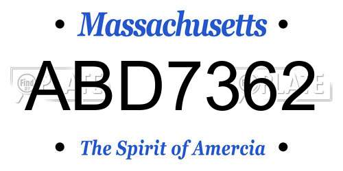 ABD7362 Massachusetts License Plate