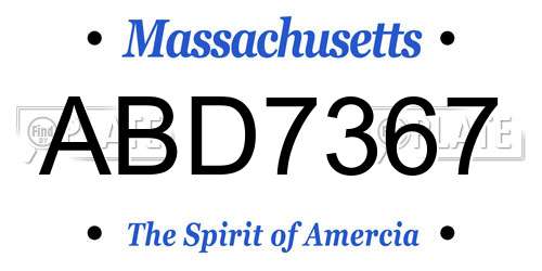 ABD7367 Massachusetts License Plate