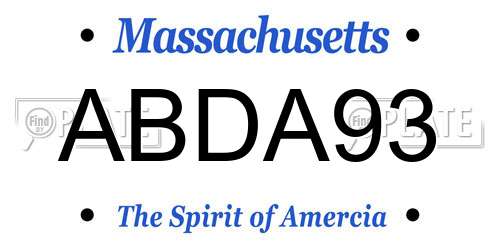 ABDA93 Massachusetts License Plate