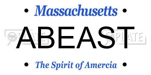 ABEAST Massachusetts License Plate