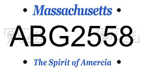 ABG2558 Massachusetts License Plate
