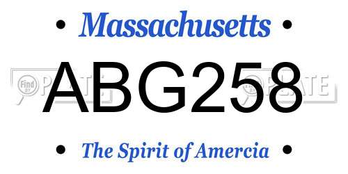 ABG258 Massachusetts License Plate