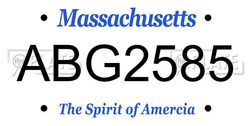ABG2585 Massachusetts License Plate