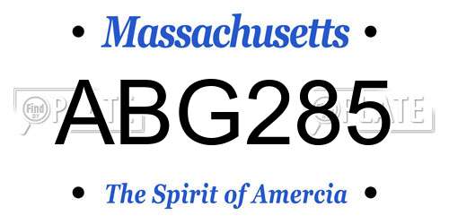 ABG285 Massachusetts License Plate