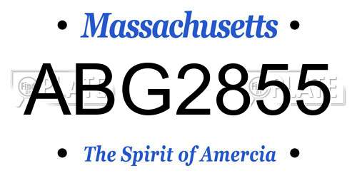 ABG2855 Massachusetts License Plate