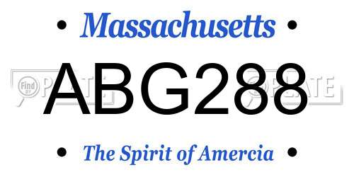ABG288 Massachusetts License Plate