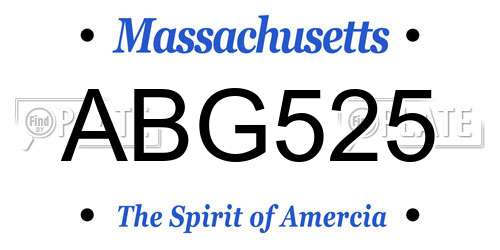 ABG525 Massachusetts License Plate