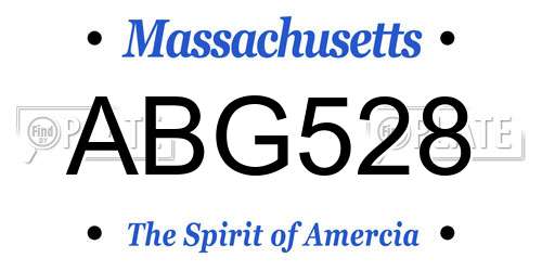 ABG528 Massachusetts License Plate