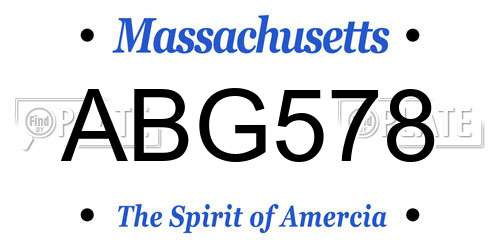 ABG578 Massachusetts License Plate