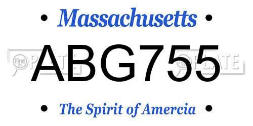 ABG755 Massachusetts License Plate