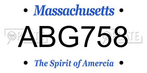 ABG758 Massachusetts License Plate