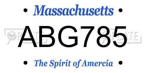 ABG785 Massachusetts License Plate