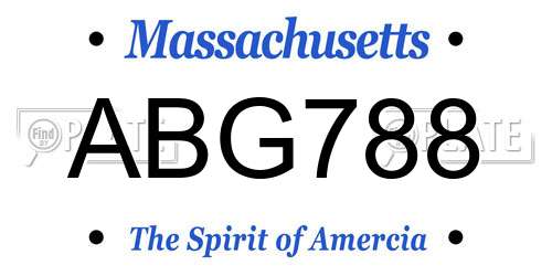 ABG788 Massachusetts License Plate