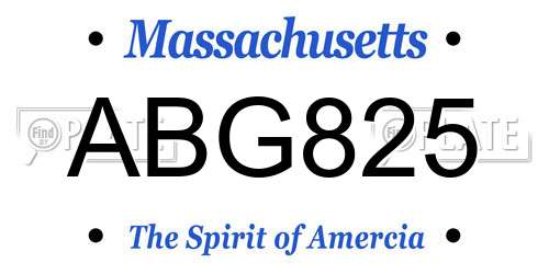 ABG825 Massachusetts License Plate